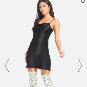 Satin Cowl Neck Mini Slip Dress (BEBE)